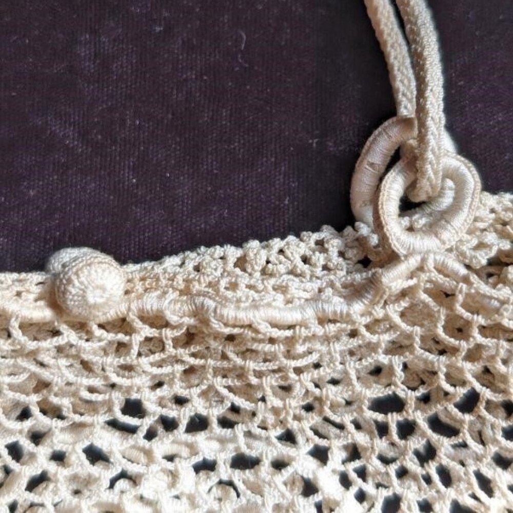 Antique Crocheted Lace Purse Evening Wedding Bag Victorian - Picture 6 of 16